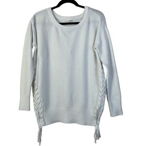Garage Women's Sweater Top Pullover  Size M/M Long Sleeve Side Details White.